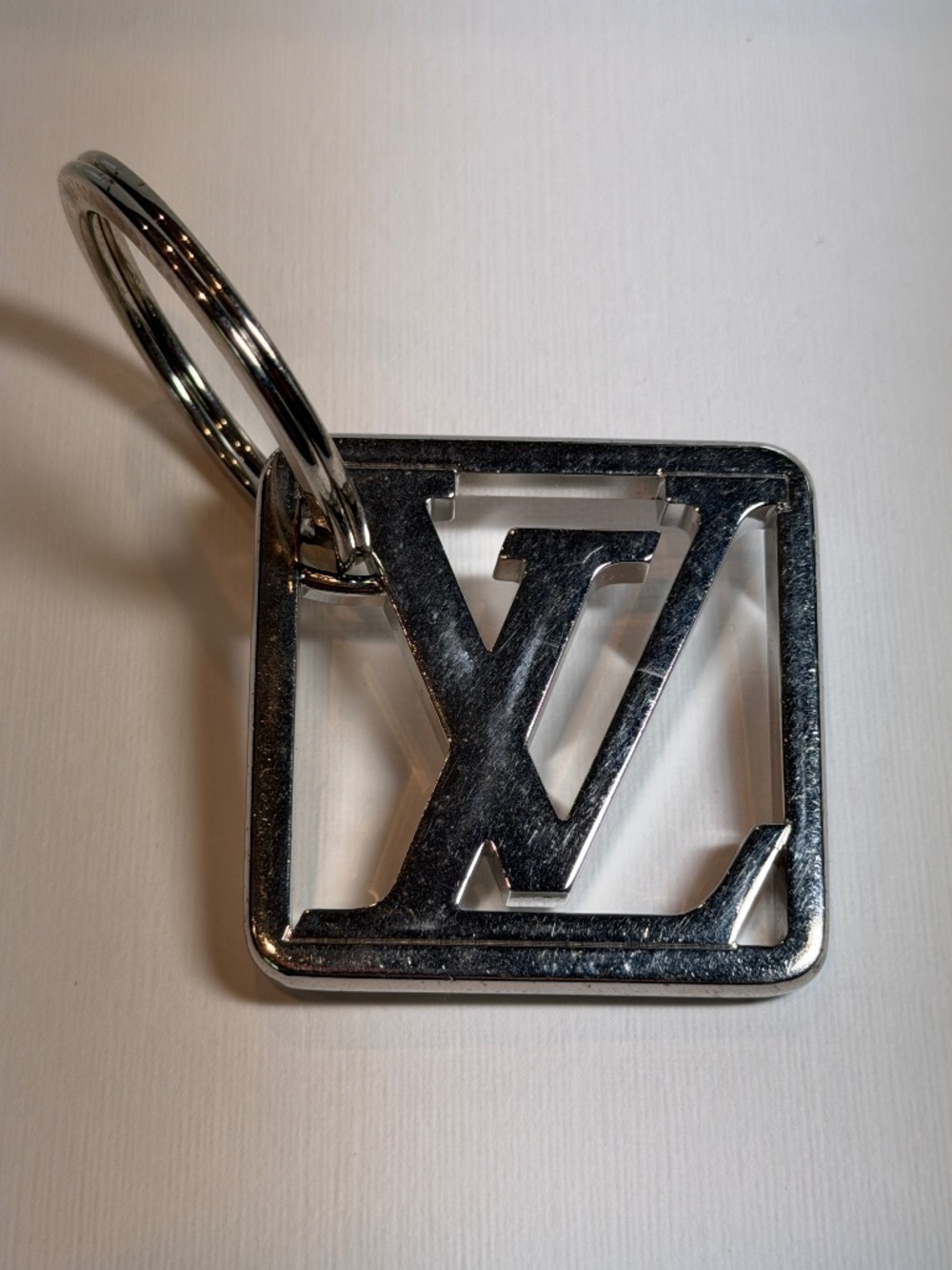Louis Vuitton silver Logo Keychain / Bag Charm